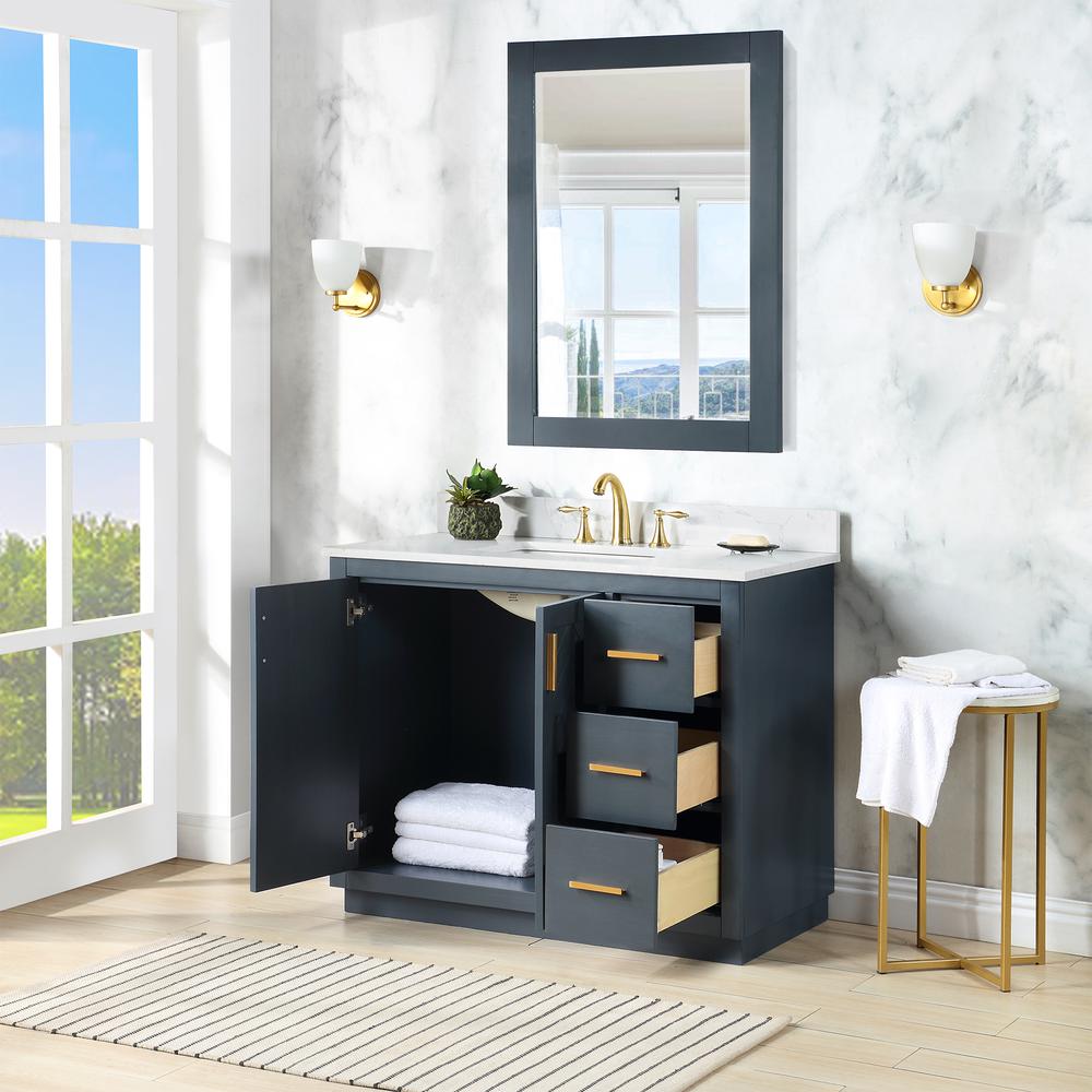 42" Single Bathroom Vanity Set in Classic Blue with Mirror. Picture 6