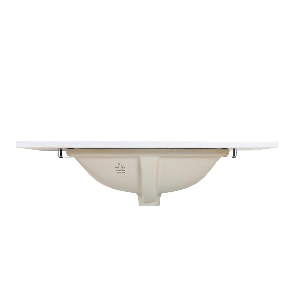 31 in. Composite Stone Vanity Top in Aosta White with White Sink. Picture 7