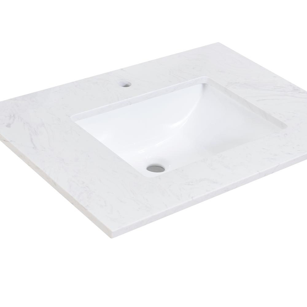 31 in. Composite Stone Vanity Top in Aosta White with White Sink. Picture 6