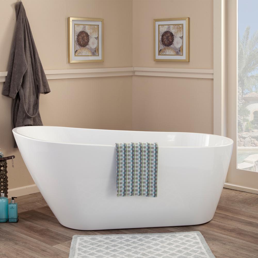 Shaia 67" x 32" Freestanding Soaking Acrylic Bathtub. Picture 5