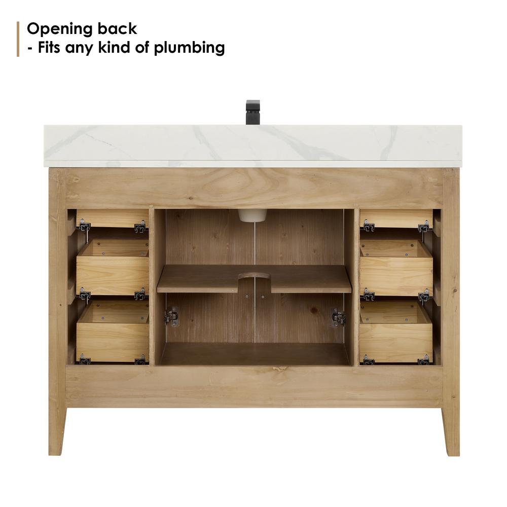 Single Bathroom Vanity in Weathered Fir with Stone Countertop without Mirror. Picture 12