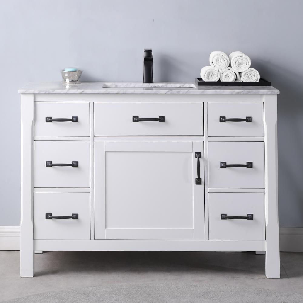 48" Single Bathroom Vanity Set in White without Mirror. Picture 3