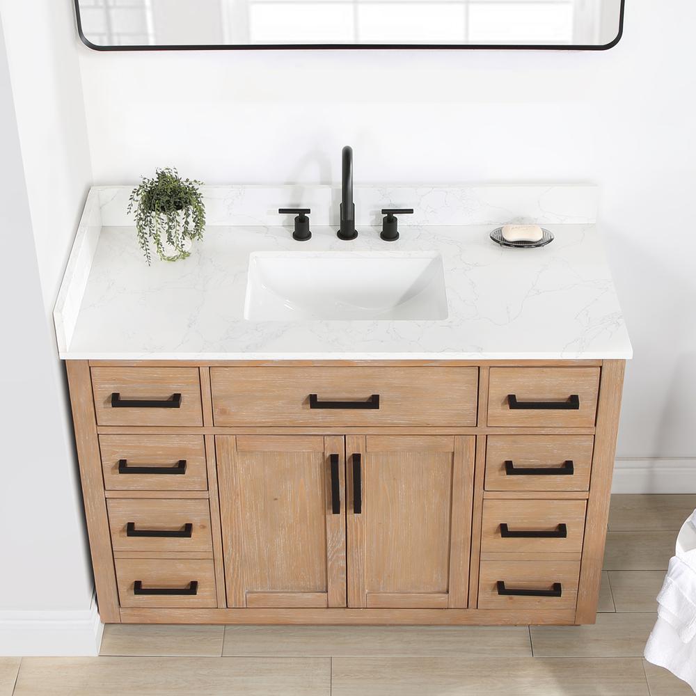 48" Single Bathroom Vanity in Light Brown with Mirror. Picture 9