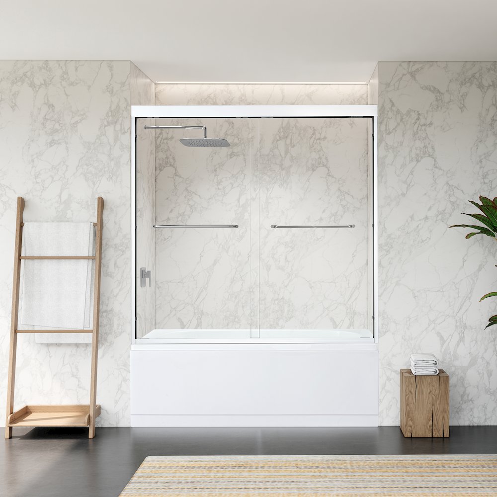Framed Tub Door in Polished Chrome with Clear Glass. Picture 3