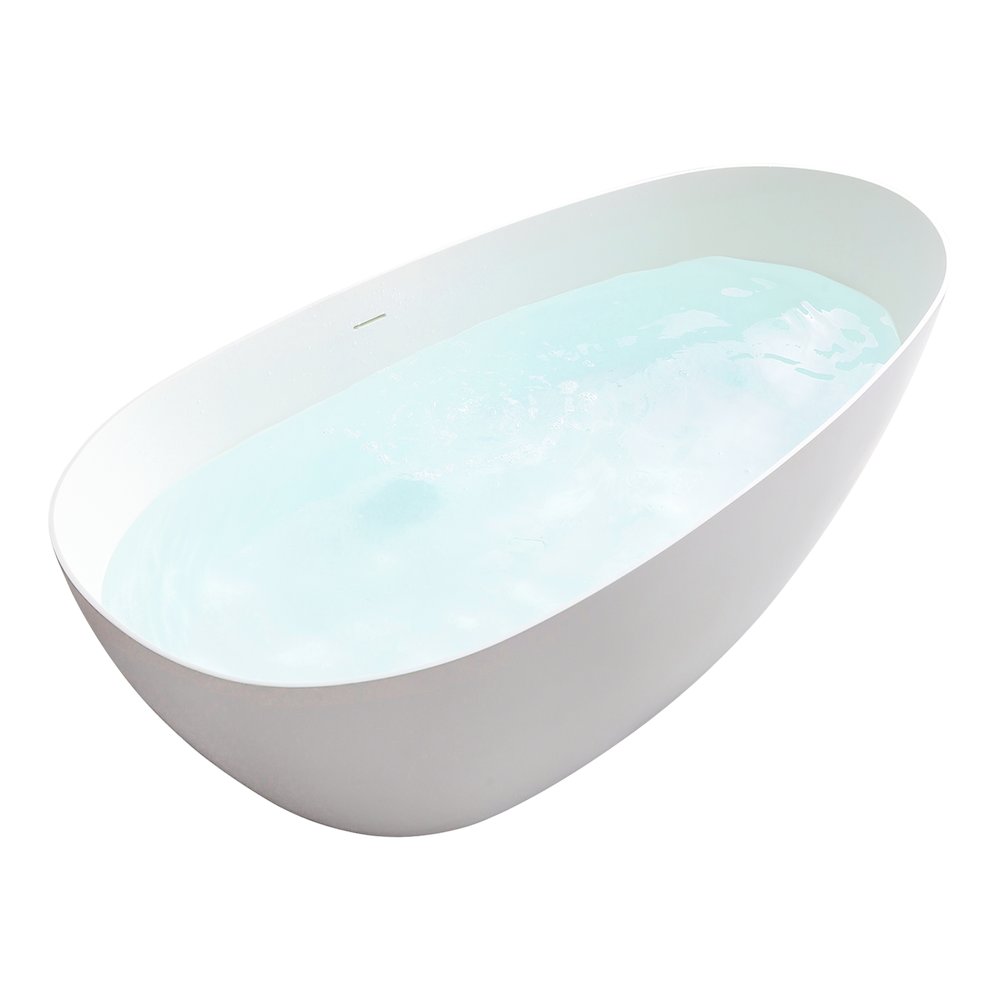 67" x 34" Solid Surface Soaking Bathtub and Integrated Overflow. Picture 4