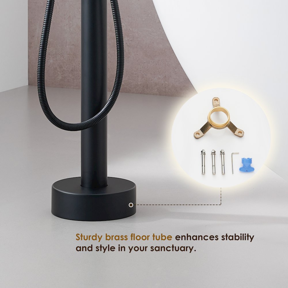 Double Lever Handles Freestanding Floor Mounted Tub Filler. Picture 9