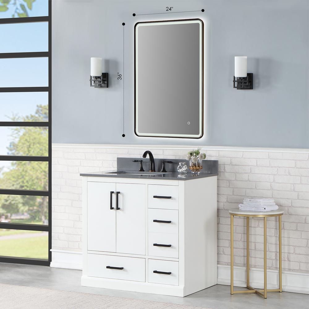 Framed in Matt Black Modern Bathroom/Vanity LED Lighted Wall Mirror. Picture 4