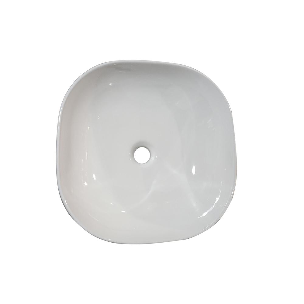 16 in. Square White Finish Ceramic Bathroom Vanity Sink. Picture 2