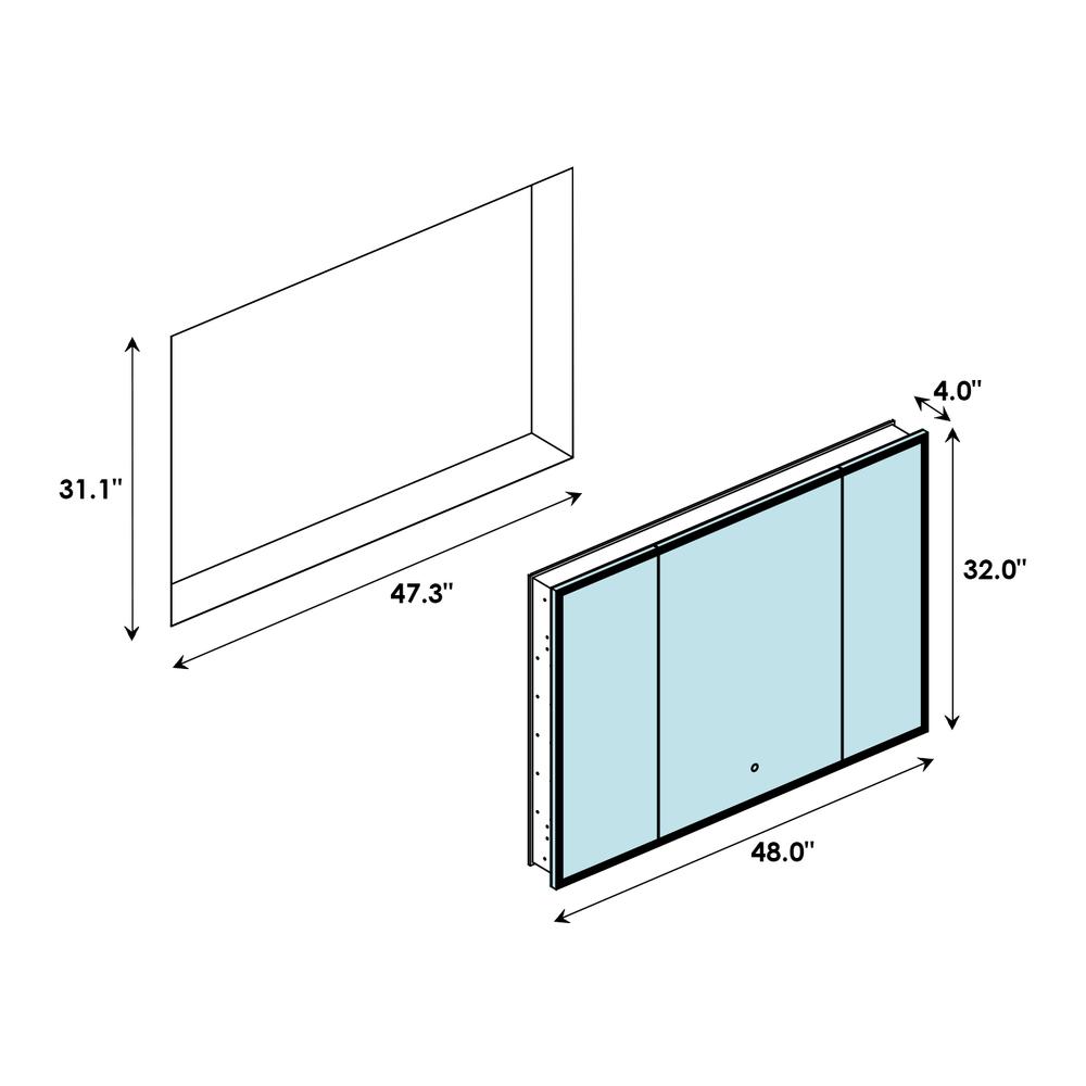 Frameless Surface-Mount/Recessed LED Lighted Bathroom Medicine Cabinet. Picture 12