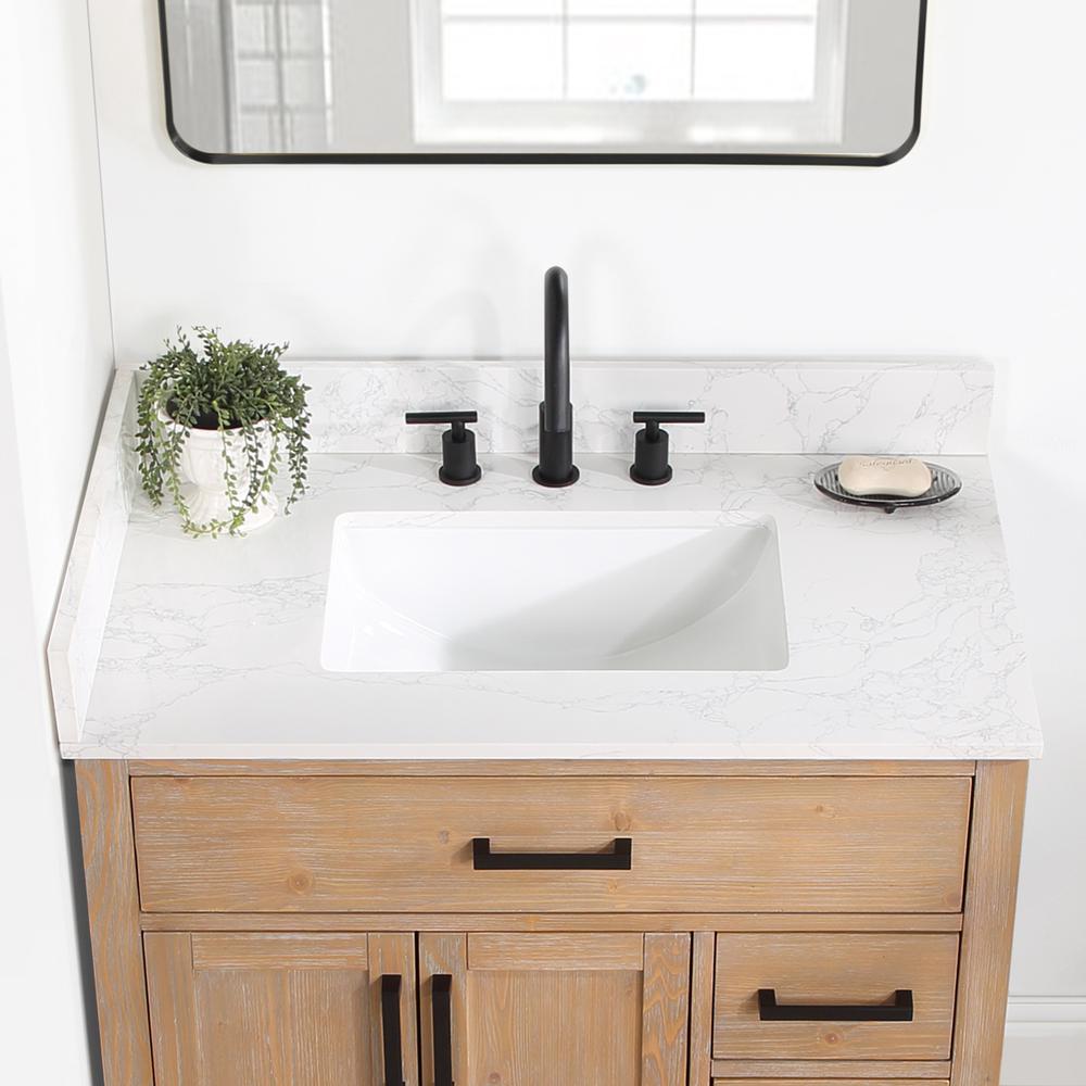 36" Single Bathroom Vanity in Light Brown with Mirror. Picture 8