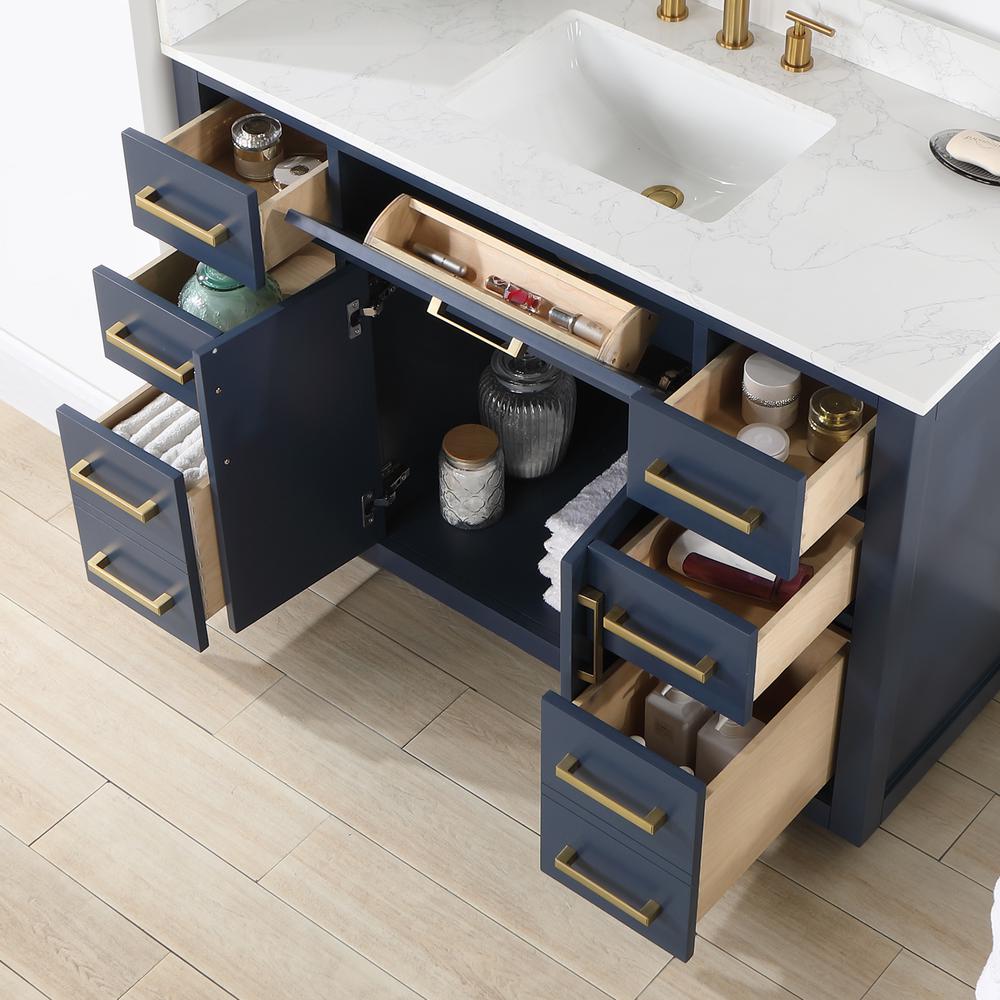 48" Single Bathroom Vanity in Royal Blue with Mirror. Picture 11