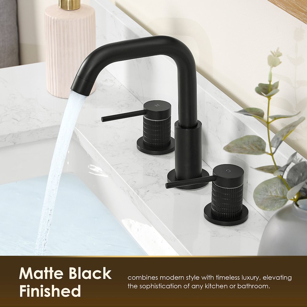 8. in Widespread 2-Handle Bathroom Faucet in Matte Black. Picture 10