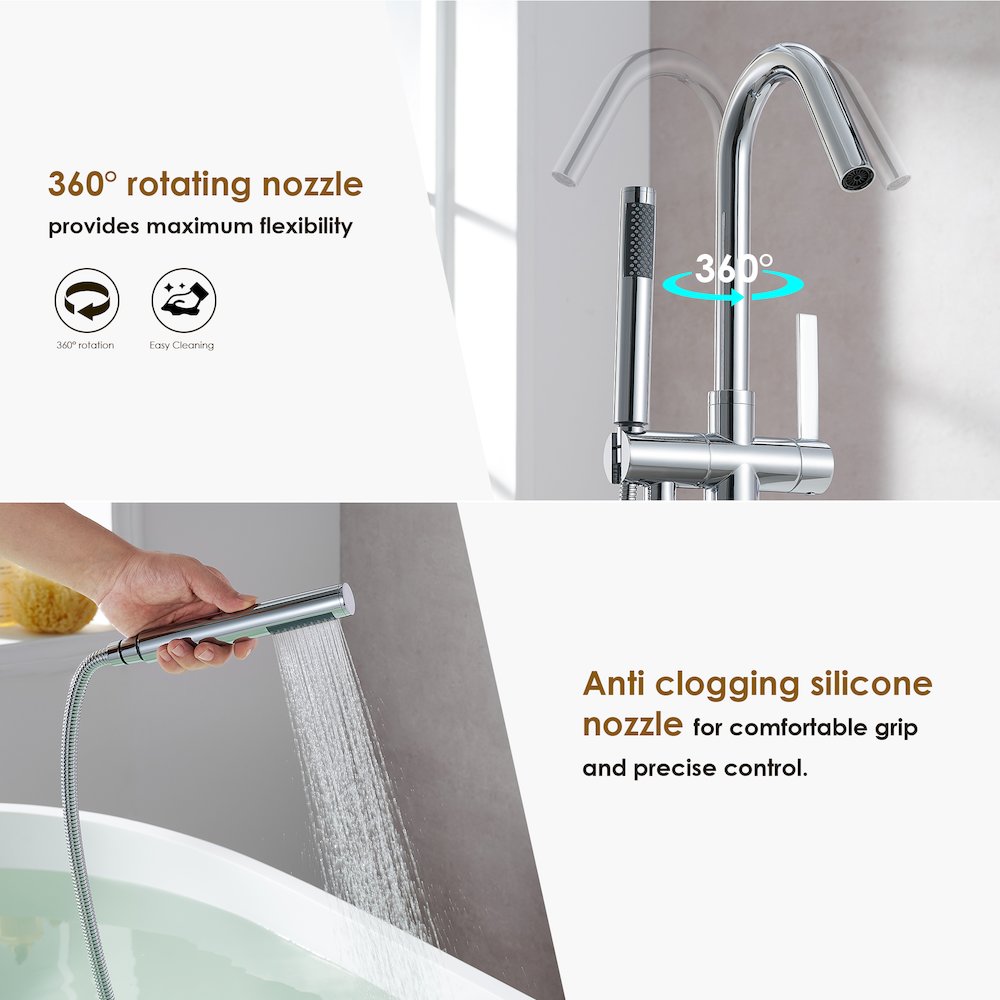 Single Lever Handle Freestanding Floor Mounted Tub Filler. Picture 12