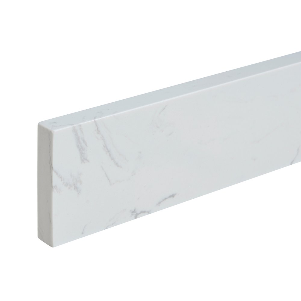 Oderzo 84. in Engineered Stone Vanity Top in Aosta White with White Sink. Picture 5