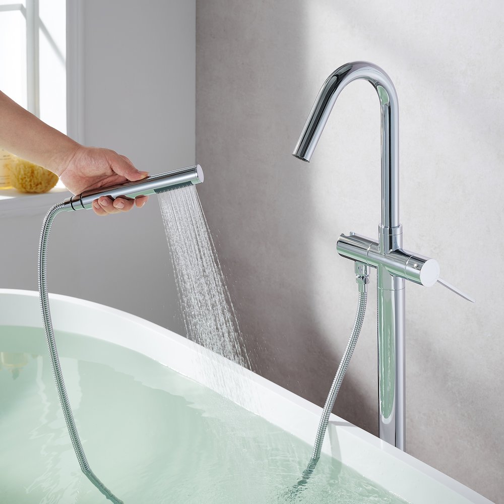 Single Lever Handle Freestanding Floor Mounted Tub Filler. Picture 7
