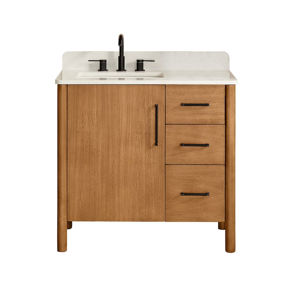 36" Single Bathroom Vanity in Mango Brown with Grain White. Picture 1
