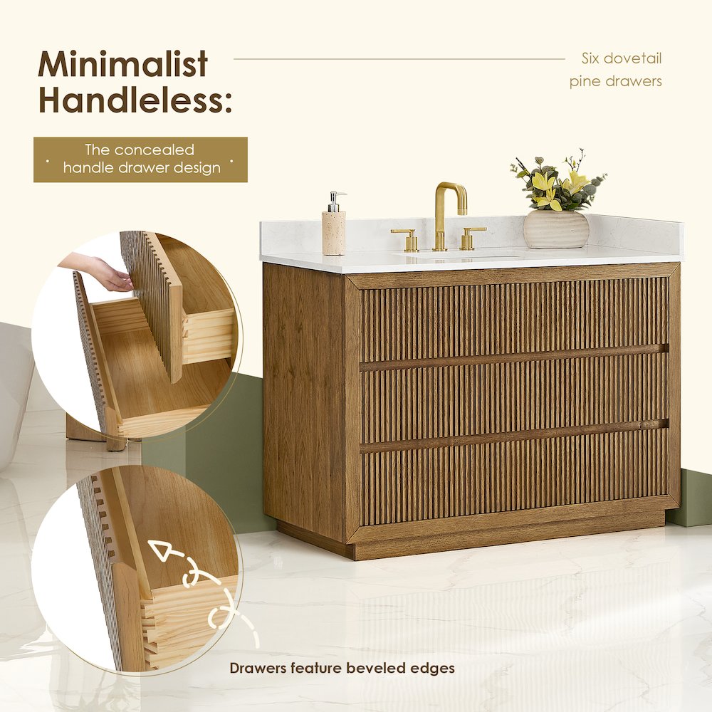 Navan 48" Single Bathroom Vanity in Weathered Brown. Picture 8