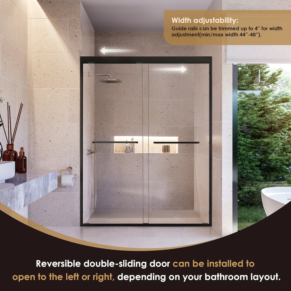 Framed Shower Door in Matte Black with Clear Glass. Picture 9