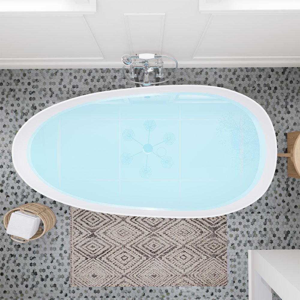 59" x 31" Solid Surface Soaking Bathtub and Integrated Overflow. Picture 9