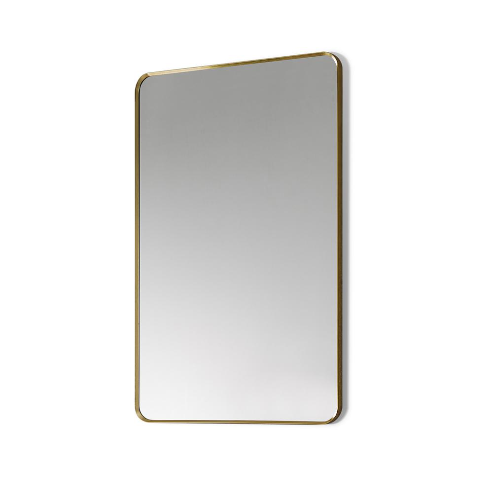 Nettuno 24" Rectangle Bathroom/Vanity Brushed Gold Aluminum Framed Wall Mirror. Picture 2