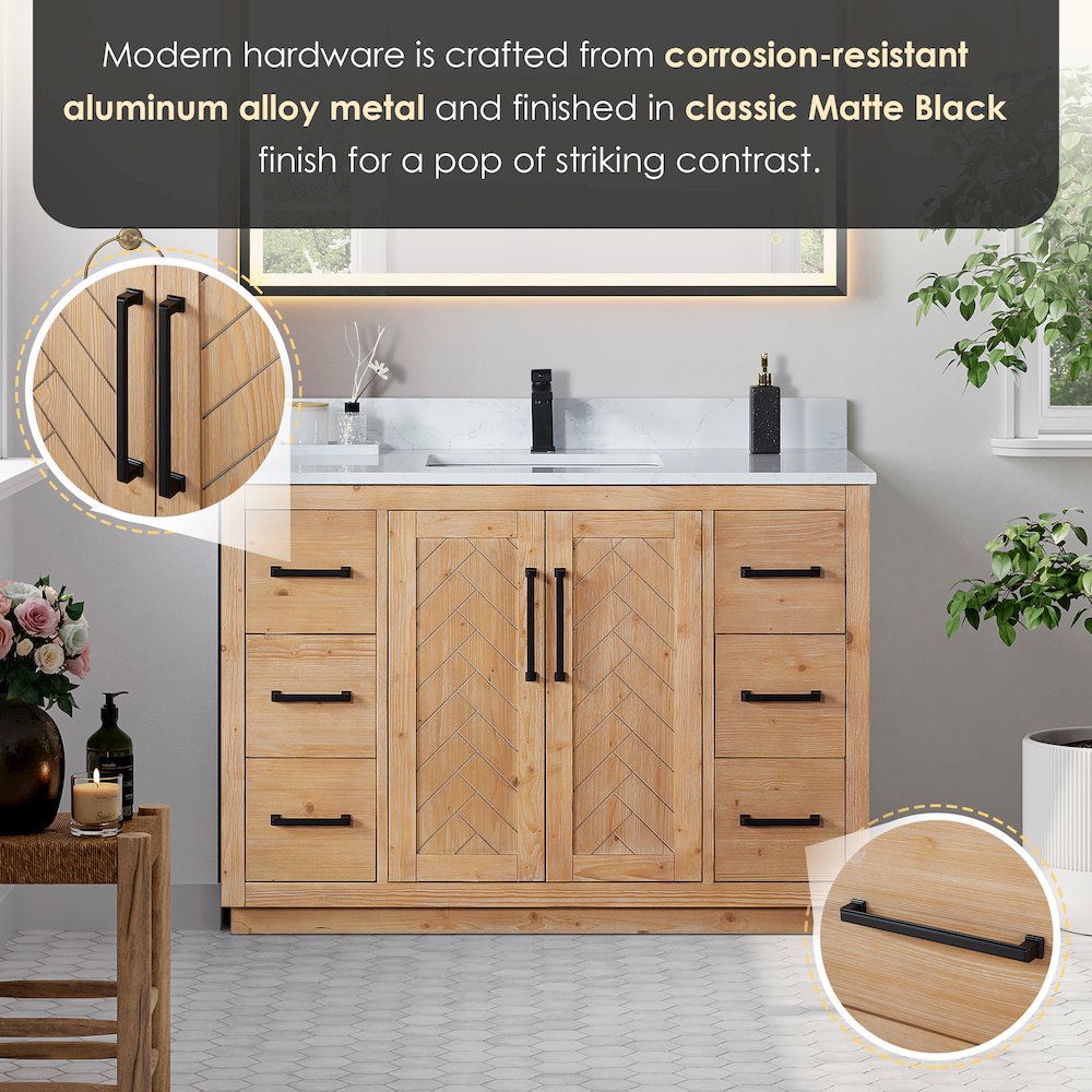 48" Single Bathroom Vanity with Grain White Countertop without Mirror. Picture 8