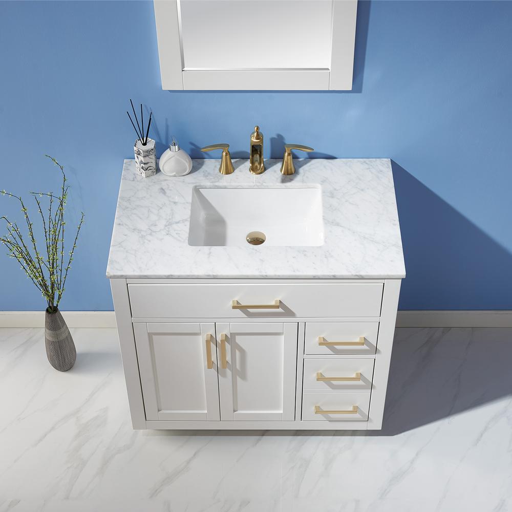 36" Single Bathroom Vanity Set in White with Mirror. Picture 6