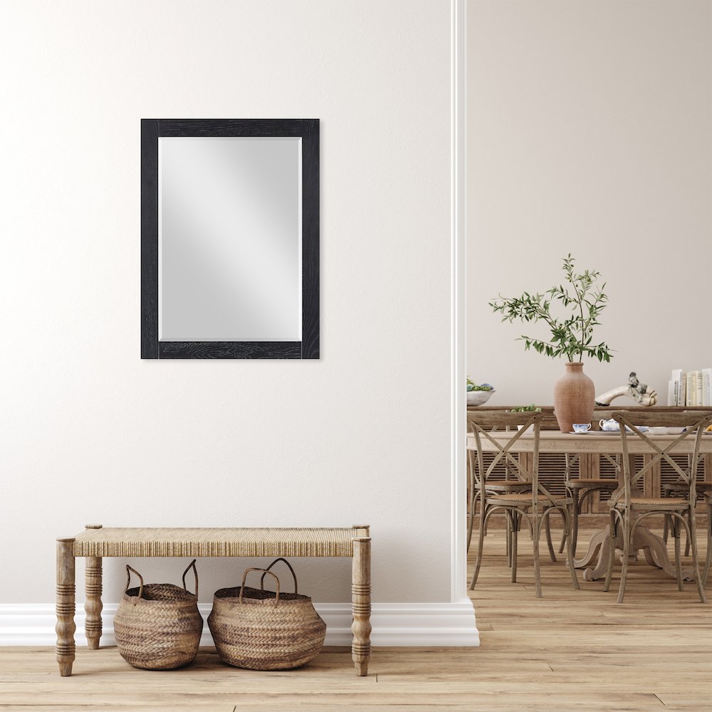 28" Rectangular Bathroom Wood Framed Wall Mirror in Black Oak. Picture 7
