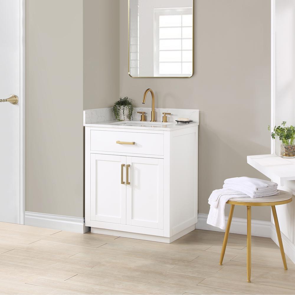 30" Single Bathroom Vanity in White without Mirror. Picture 7