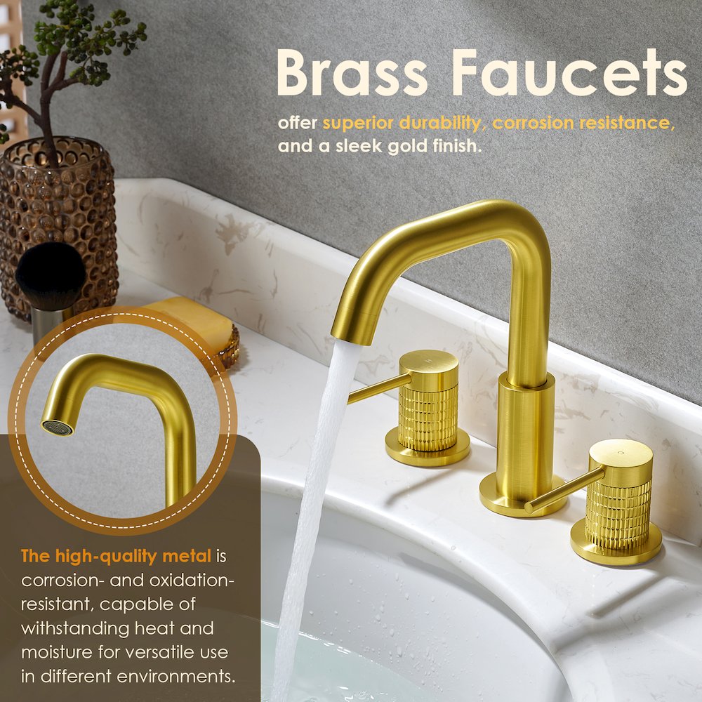 8. in Widespread 2-Handle Bathroom Faucet in Brushed Gold. Picture 9