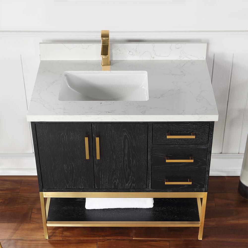 36" Single Bathroom Vanity Set in Black Oak without Mirror. Picture 7