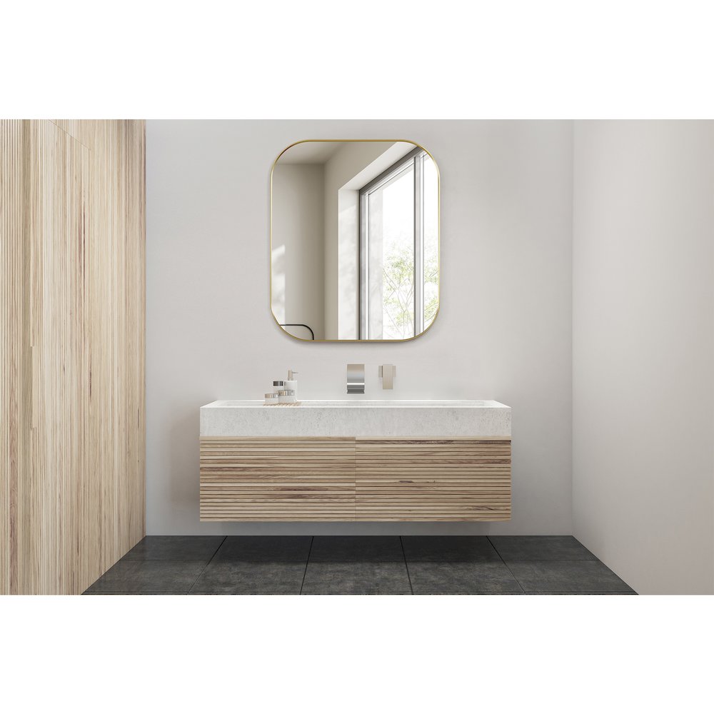 36x30" Rectangular Aluminum Framed in Brushed Gold Modern Bathroom Wall Mirror. Picture 16