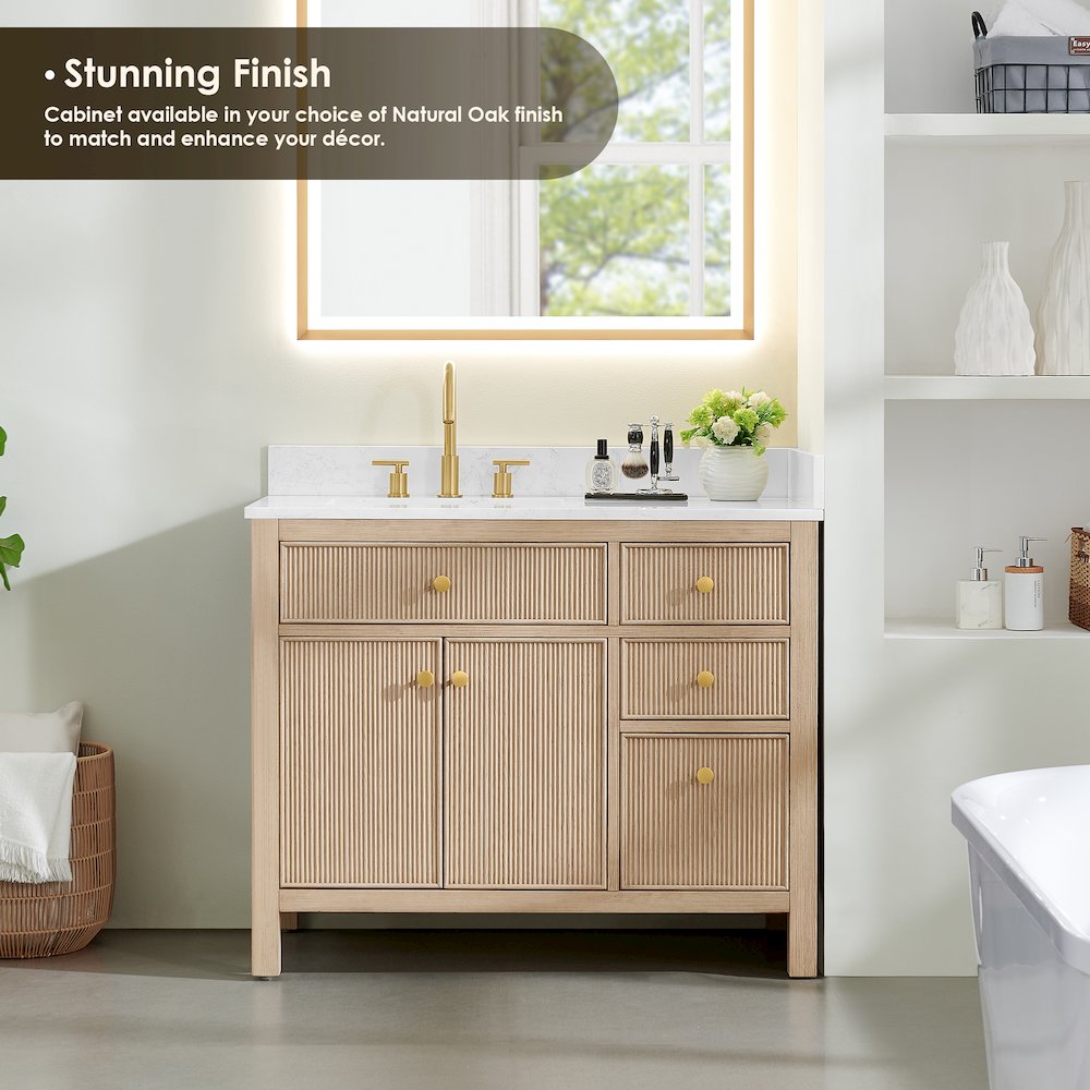 Cerrito 42" Single Bathroom Vanity in Natural Oak. Picture 5