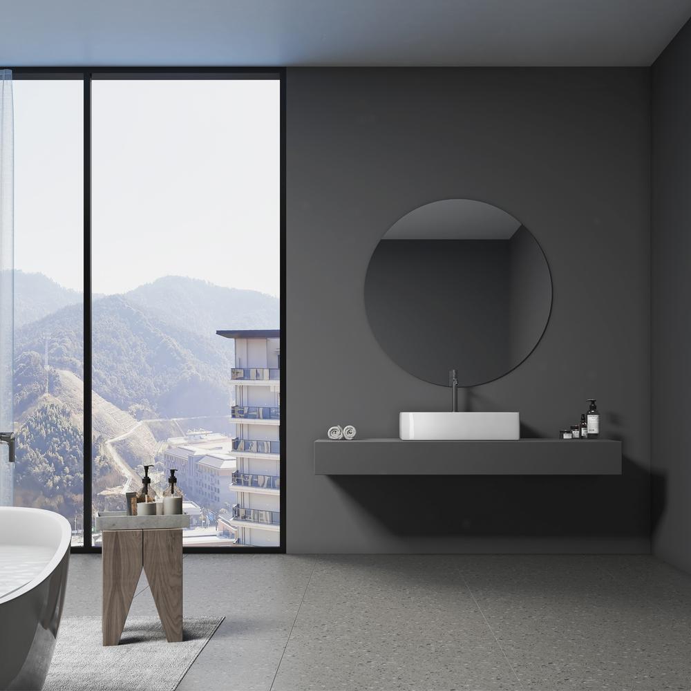 24 in. Rectangle White Finish Ceramic Vessel Bathroom Vanity Sink with Overflow. Picture 9