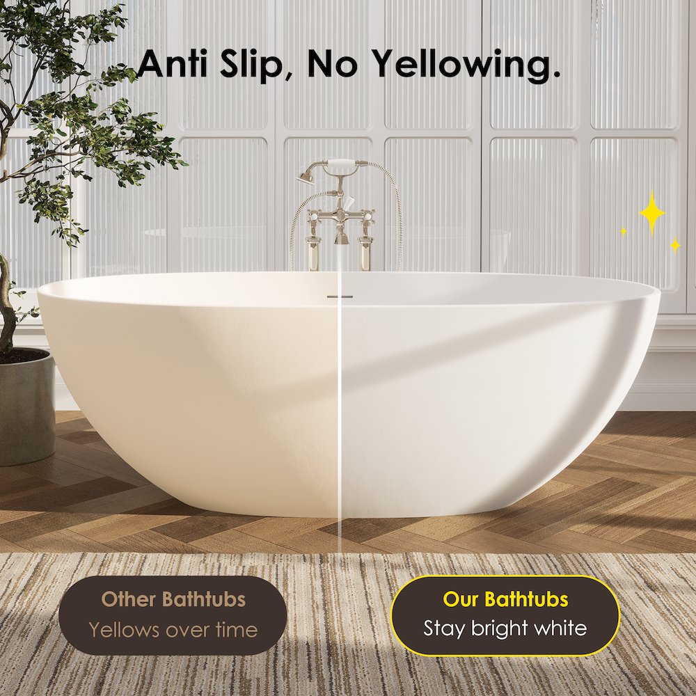65" x 30" Solid Surface Soaking Bathtub and Integrated Overflow. Picture 16