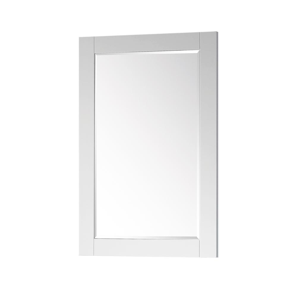 24" Rectangular Bathroom Wood Framed Wall Mirror in White. Picture 2
