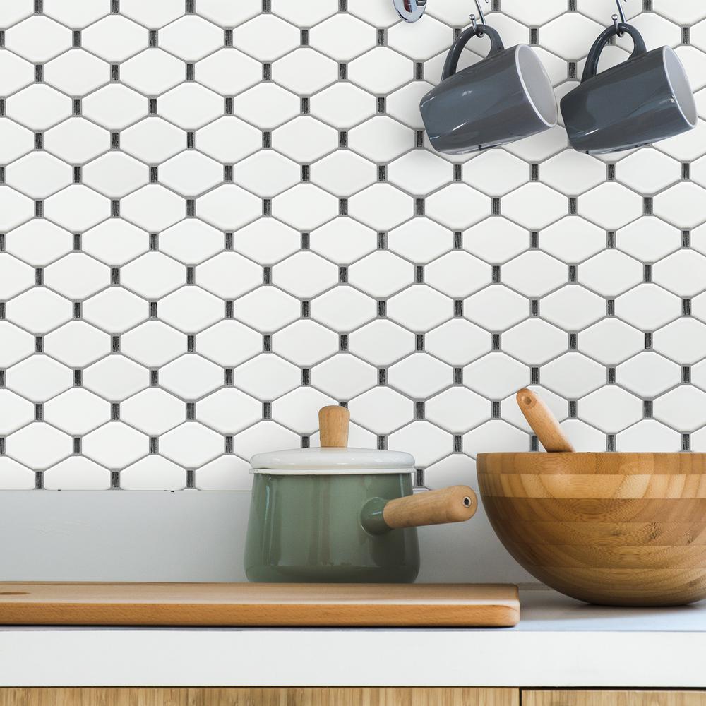 Badajoz  11.5” x 10.94” Honeycomb Glass Mosaic Wall Tile. Picture 7