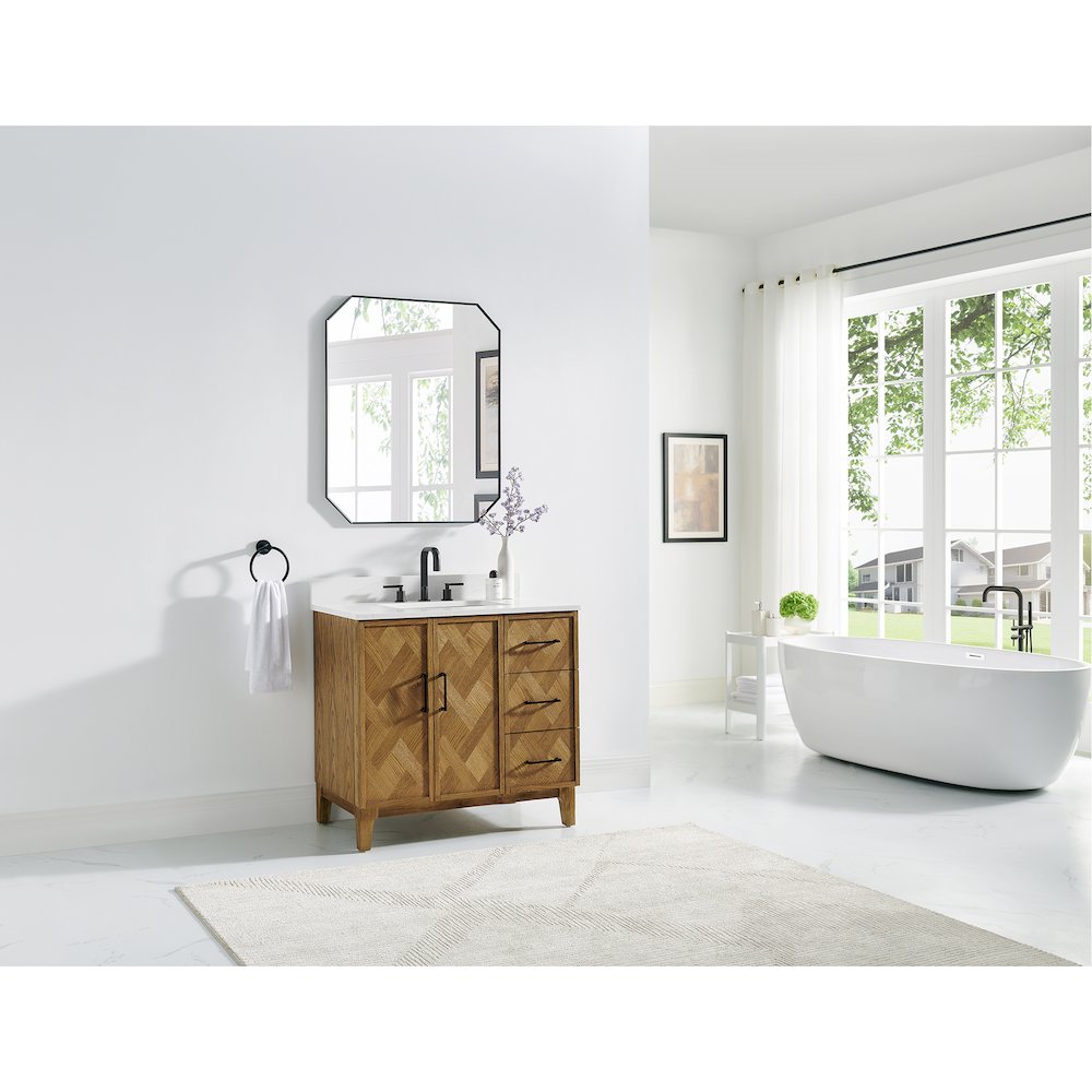 Clara 36" Single Bathroom Vanity in Weathered Brown. Picture 17