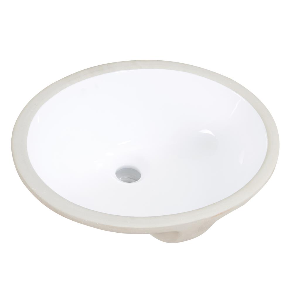 20 in. Oval White Finish Ceramic Undermount Vanity Sink. Picture 9