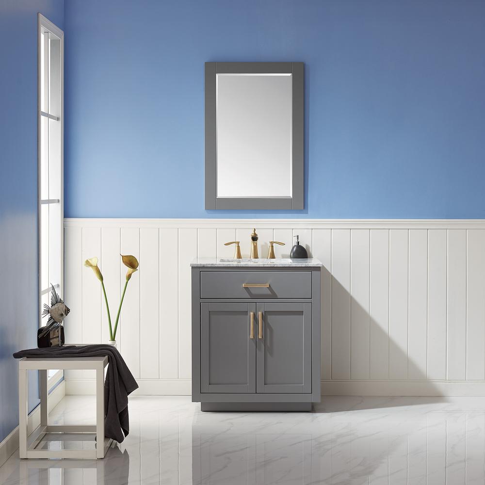 30" Single Bathroom Vanity Set in Gray with Mirror. Picture 3