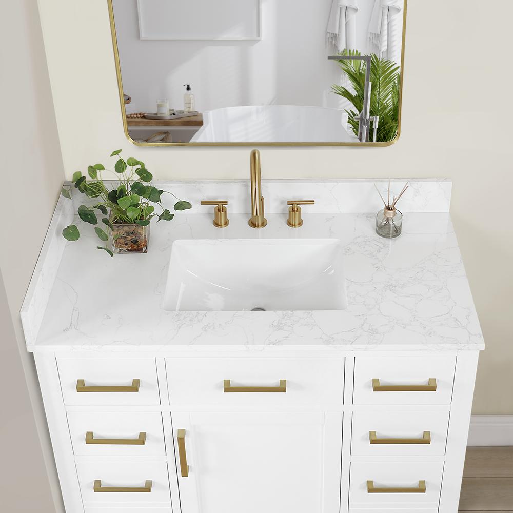 42" Single Bathroom Vanity in White with Mirror. Picture 9