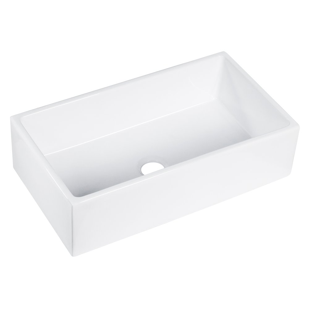 Kosula Glossy White Ceramic Rectangular 36" L x 19.8" W Farmhouse Sink. Picture 1