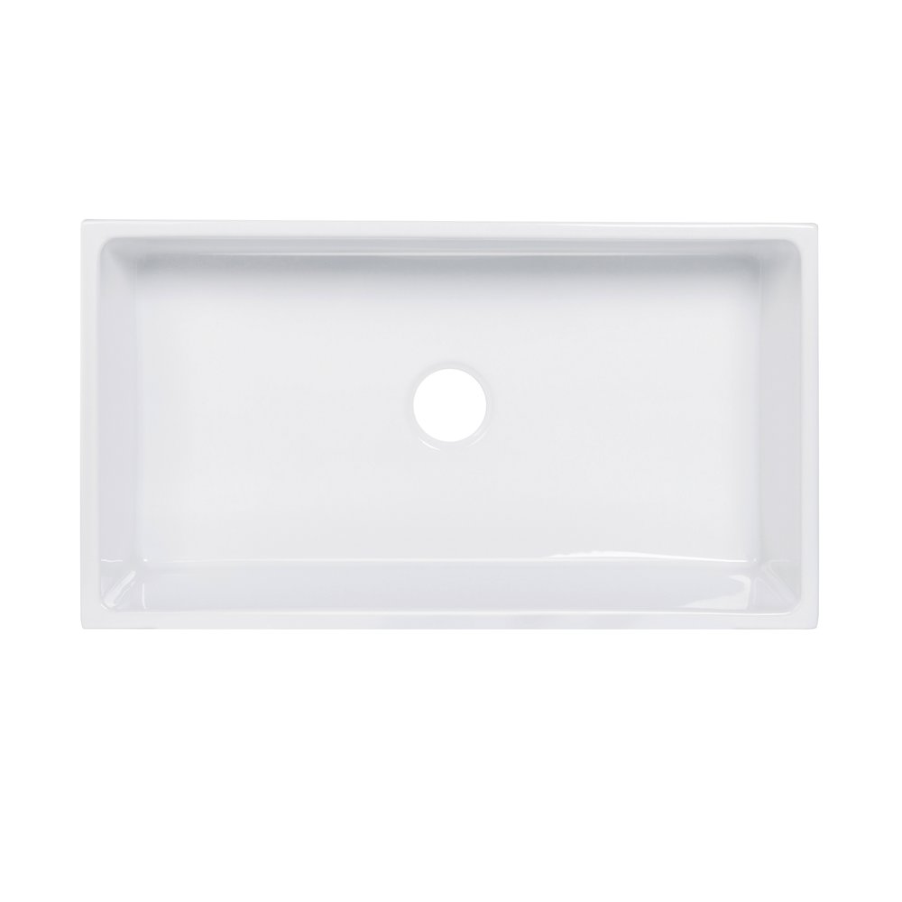 Kosula Glossy White Ceramic Rectangular 36" L x 19.8" W Farmhouse Sink. Picture 2