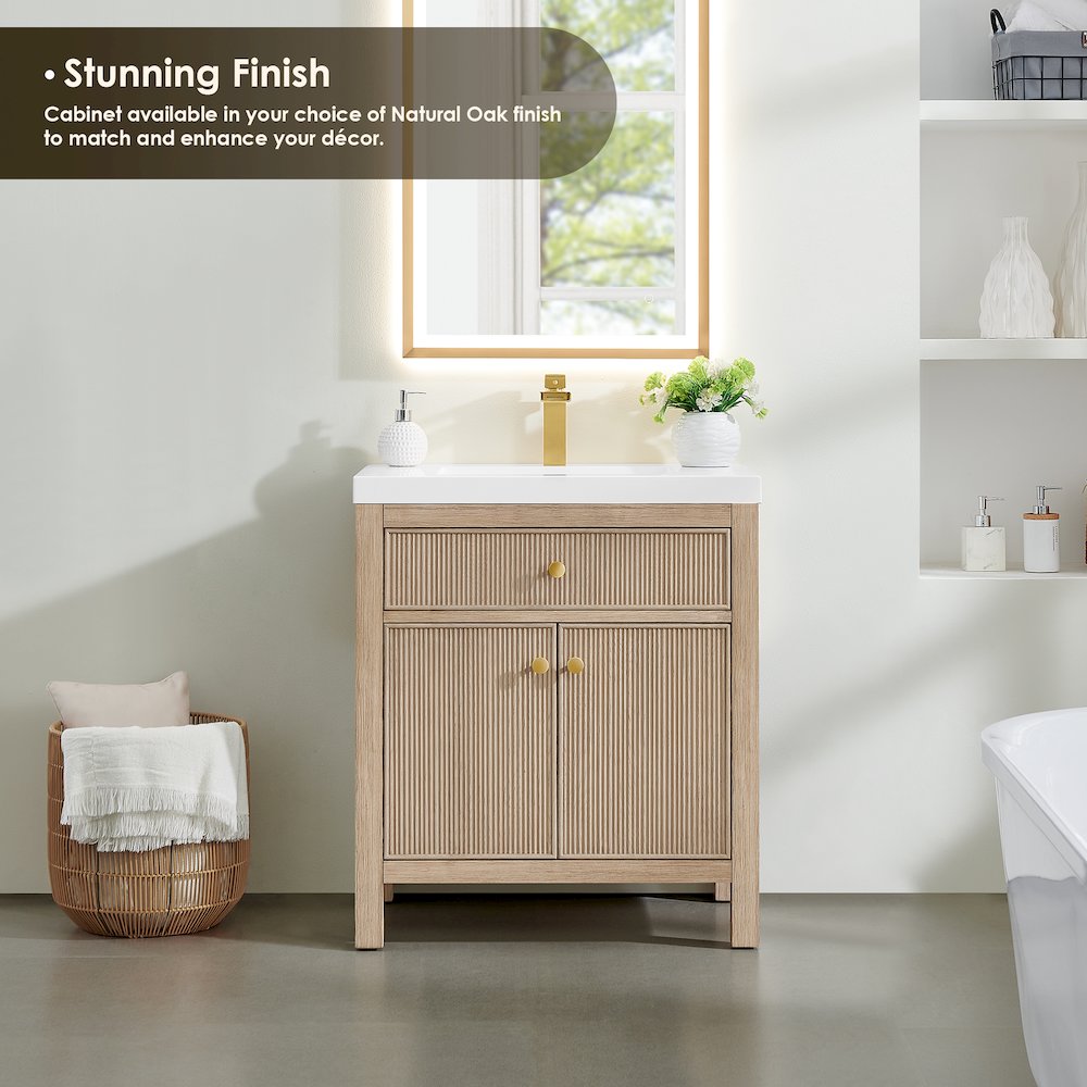 Cerrito 30" Single Bathroom Vanity in Natural Oak. Picture 5