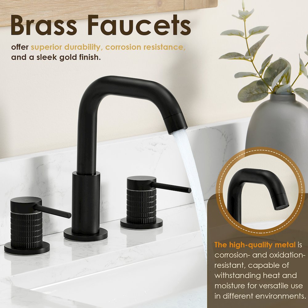 8. in Widespread 2-Handle Bathroom Faucet in Matte Black. Picture 9