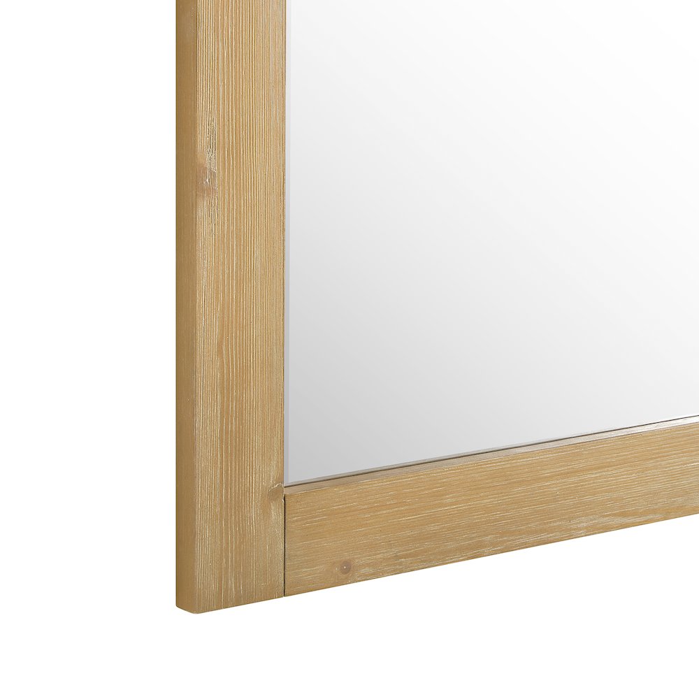 24" Rectangular Bathroom Wood Framed Wall Mirror in Light Brown. Picture 3
