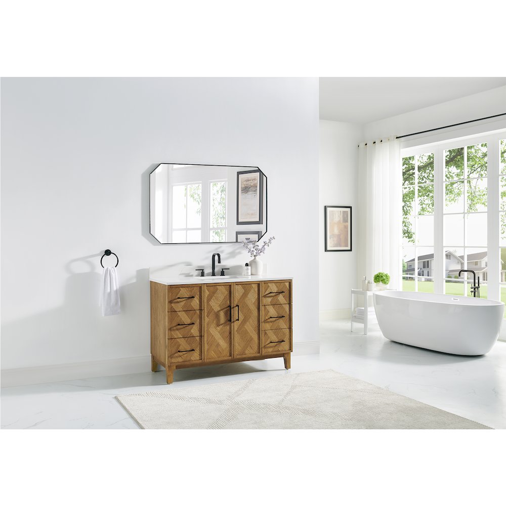 Clara 48" Single Bathroom Vanity in Weathered Brown. Picture 17