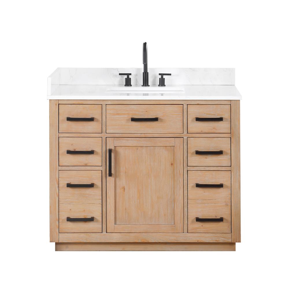 42" Single Bathroom Vanity in Light Brown without Mirror. Picture 1