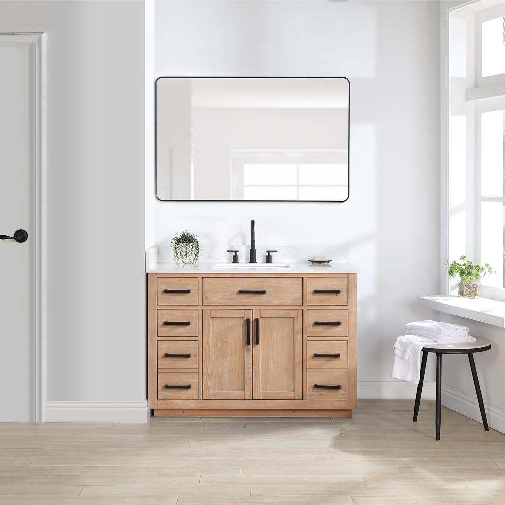 48" Single Bathroom Vanity in Light Brown with Mirror. Picture 4