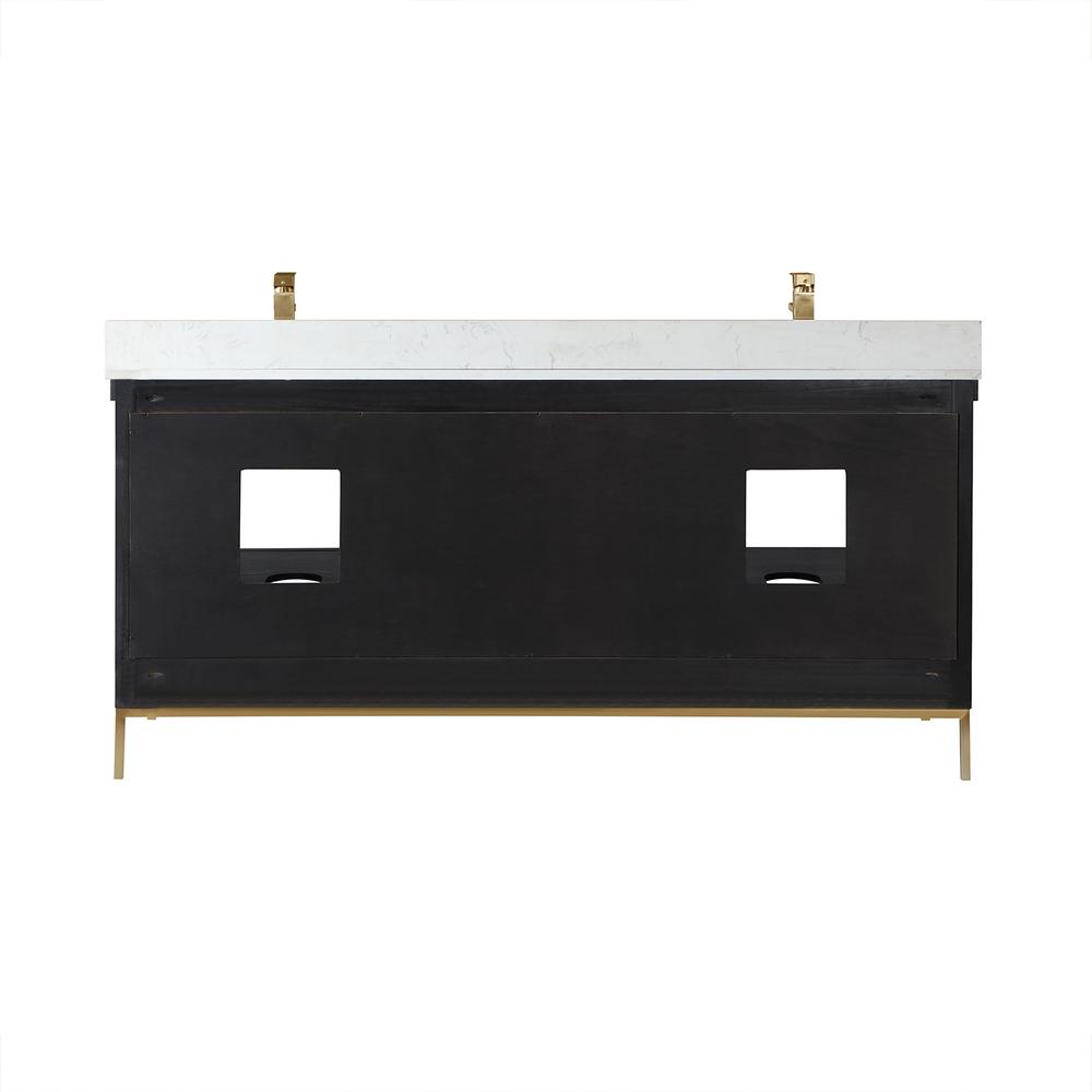 72" Double Bathroom Vanity Set in Black Oak without Mirror. Picture 2