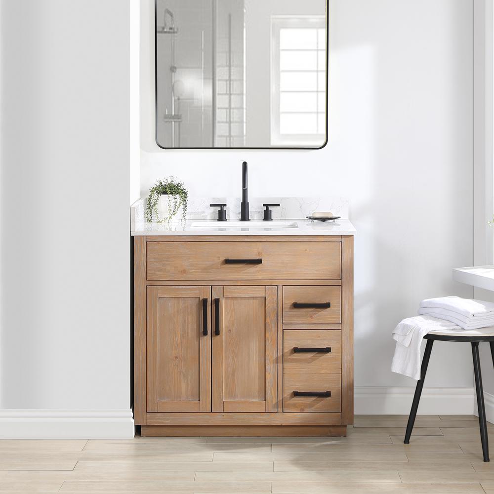 36" Single Bathroom Vanity in Light Brown without Mirror. Picture 4
